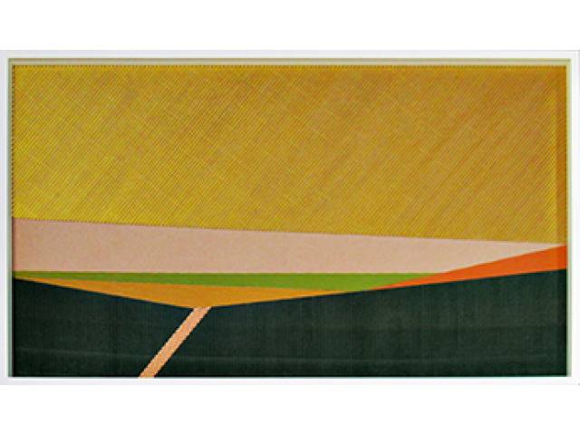 Weimar Marchesi de Amorim acrílica sobre papel ondulado 84 x 138 cm "Geografia da Paisagem" ass. verso 2015 - acompanha certificado do Instituto Adelina