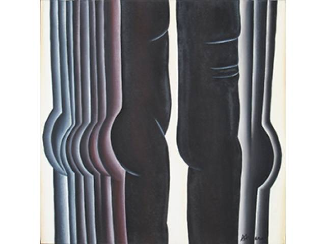 Antônio Henrique Amaral óleo sobre tela 125 x 125 cm “Torsos VI” ass. CID e verso 1995 com  etiqueta “Ateliêr do Artista” no verso. Obra reproduzida no livro “ Obras em Processo"  Antônio Henrique Amaral”, pág. 223, textos de Frederico Morais e Maria Alice Milliet