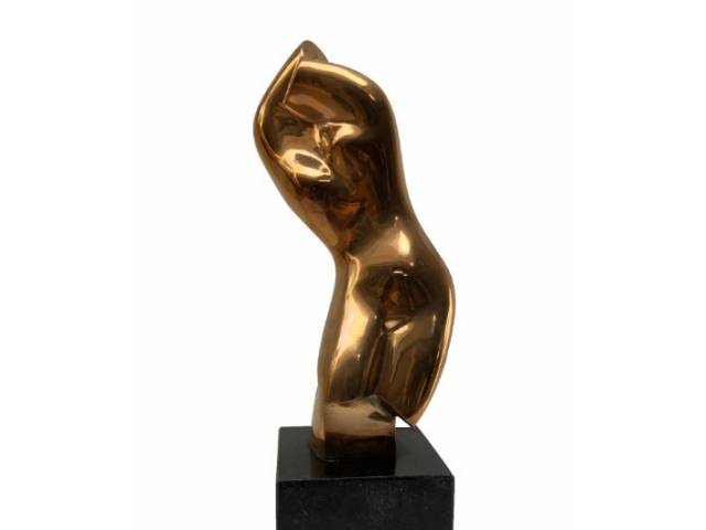 Bruno Giorgi escultura em bronze 31 x 11 x 10 cm "Torso Dourado" assinada e datada 1988 com certificado de autenticidade da Skultura Galeria de Arte