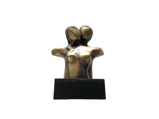 Adina Worcman escultura em bronze 12 x 12  cm intitulada "Amantes  " assinada na obra