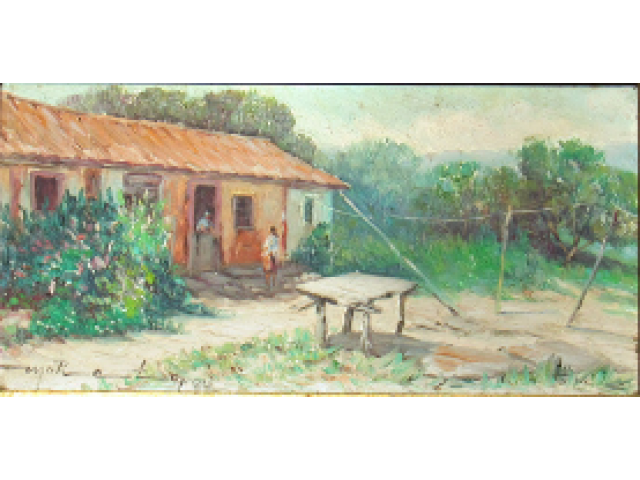 José Antônio Moreto óleo sobre madeira 10 x 20 cm "Paisagem" ass. CIE 1984