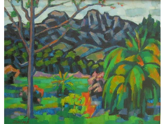 Inimá de Paula óleo sobre tela 65 x 80 cm " Paisagem " ass. CIE e datada 1977